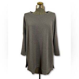 Maeve Anthropologie Olive Brown Merino Wool Tunic Sweater Dolman Sleeve Knit Top